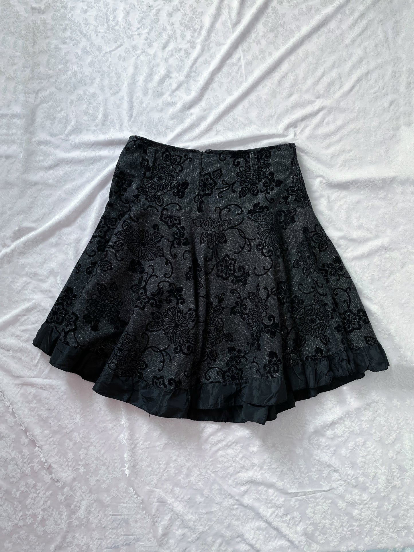 Whimsy goth winter skirt with velvet details