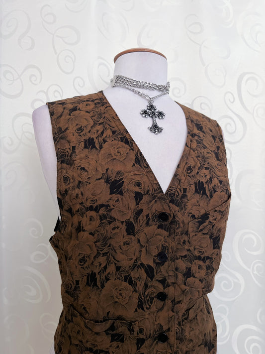 Vintage brown floral vest πβοΈ
