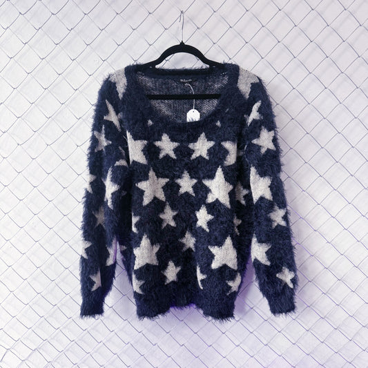 Coraline-style starry blue sweater 🗝 ⚉ 🪡 🐈⬛