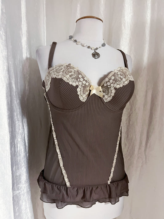 Cutest coquette light brown bustier top β¨