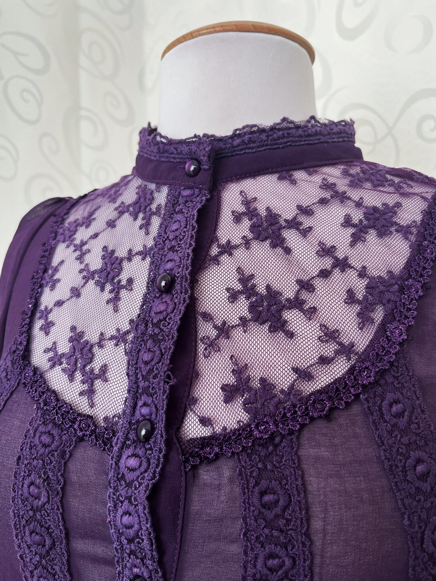 Mesmerising whimsy mesh purple oversize shirt with embroidered details 💜🌀