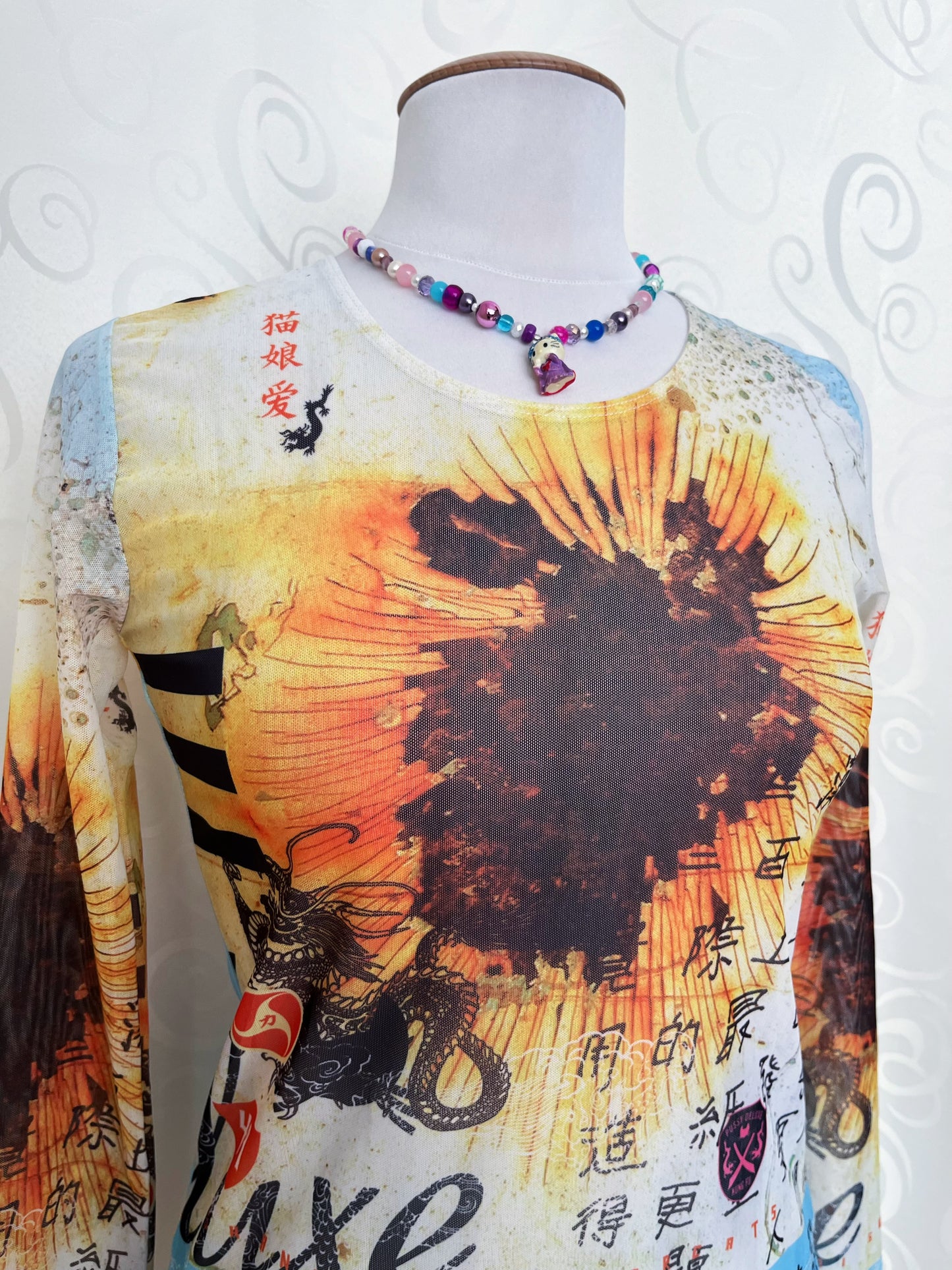 00βs PUSSY DELUXE rare dragon mesh sheer top ππποΈ