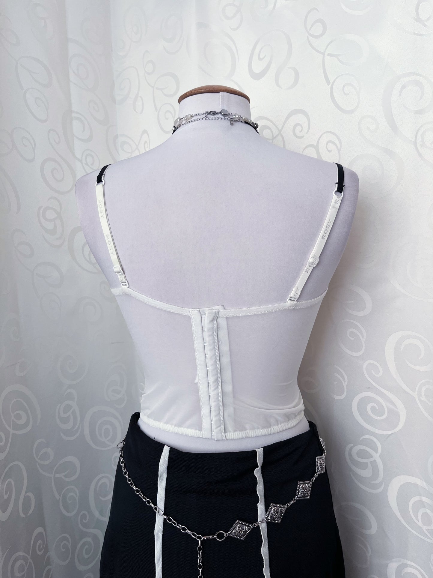 Rosy crop white polka corset top 🌀