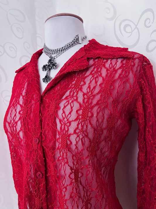 00βs deadstock vampire lacey red shirt π«