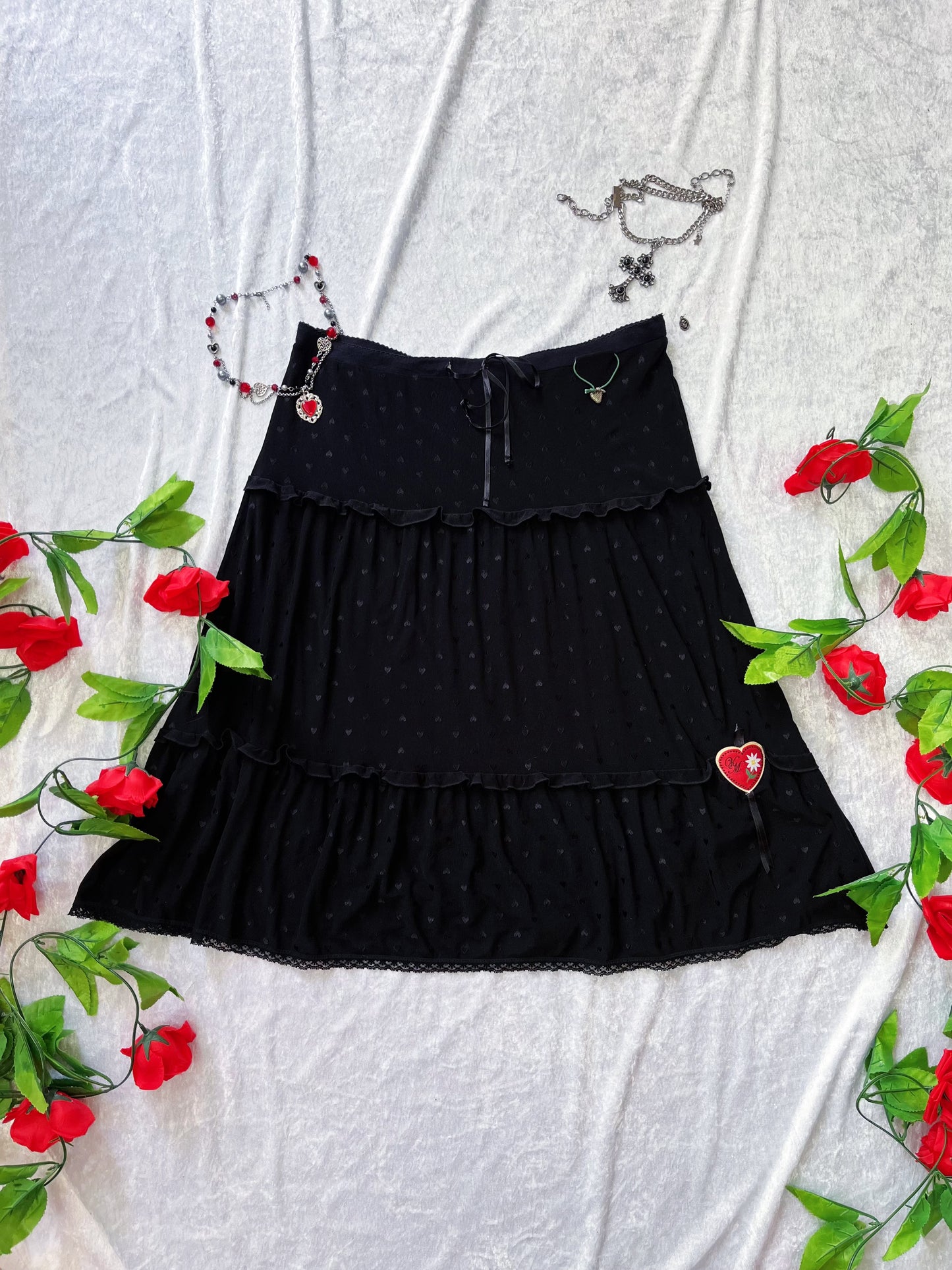 VIVE MARIA gothic midi skirt with heart details