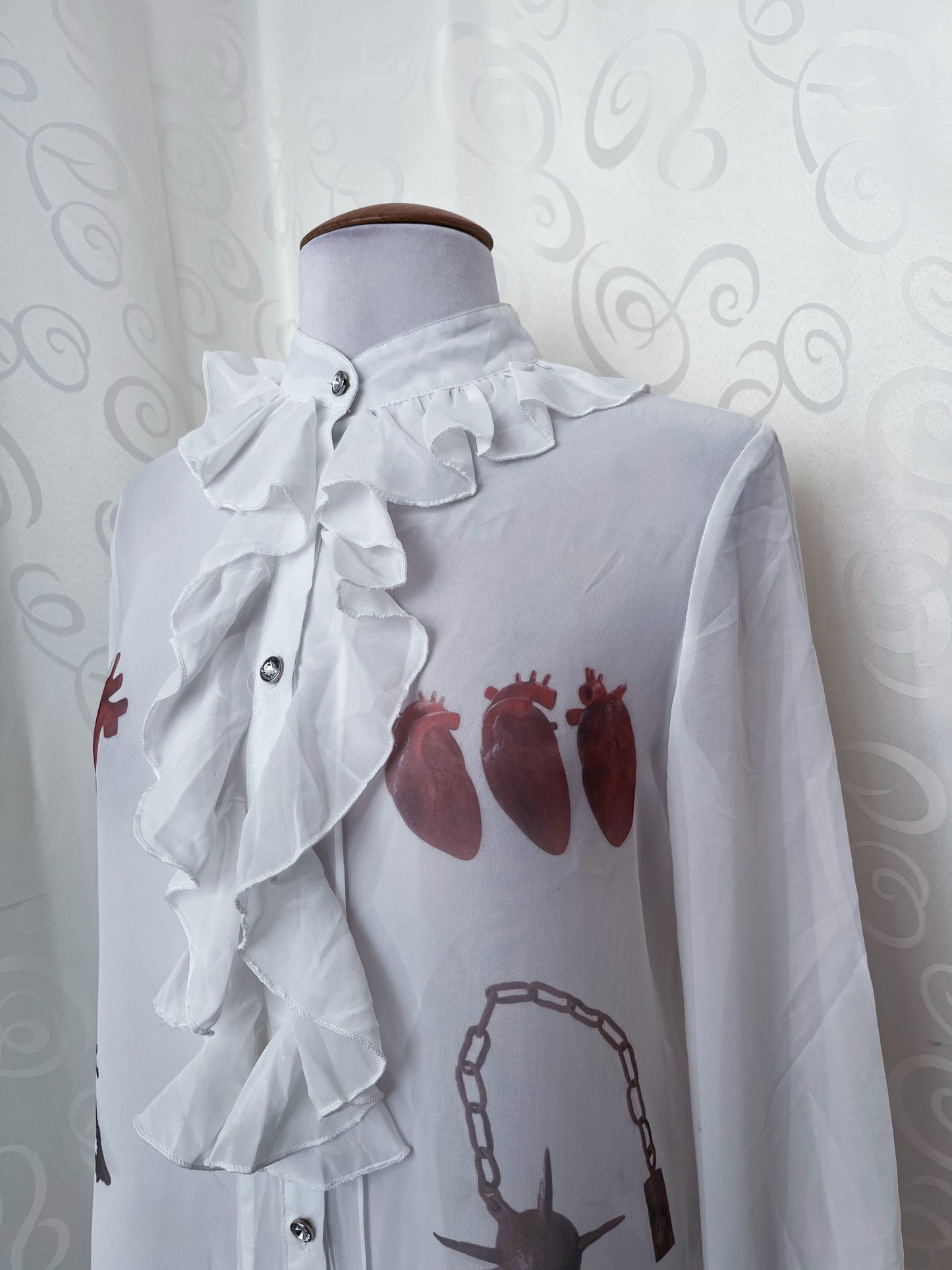The Way To Your Heart Reworked 00's deadstock see-through ruffle shirt🫀🗝