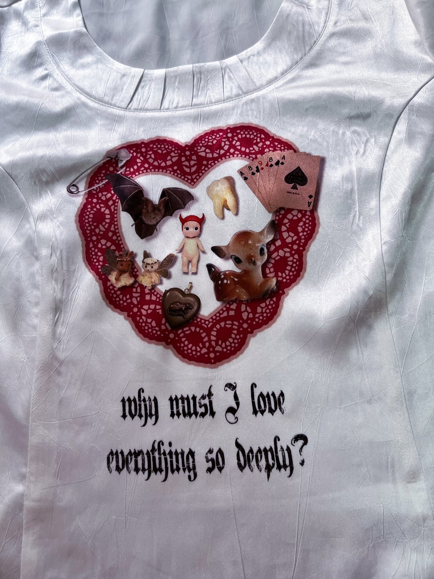 Why Must I Love Everything So Deeply Reworked 00's saten top 🫀🦷