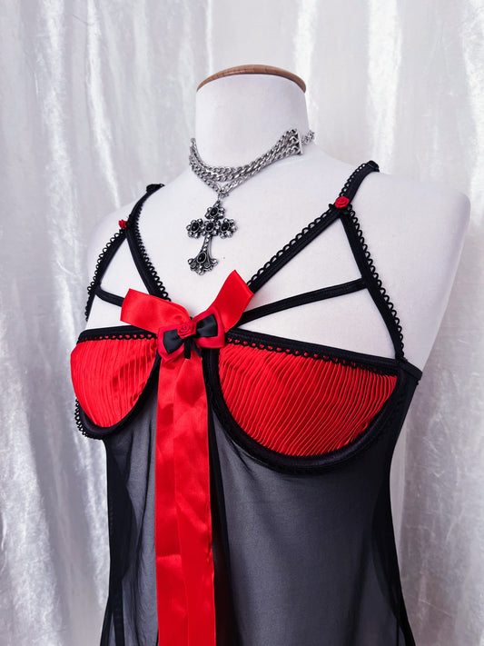Hot, black & red babydoll top 🌹