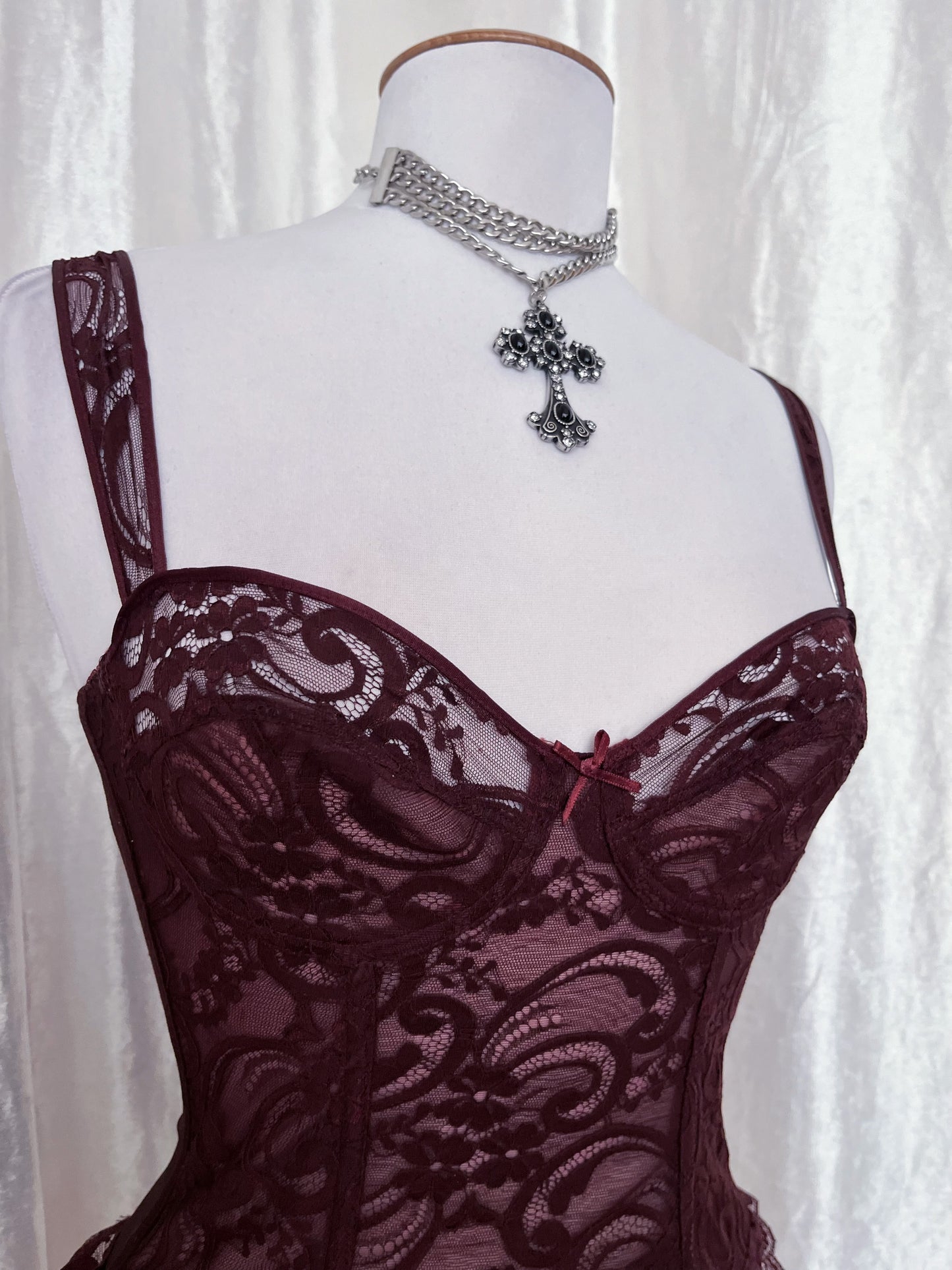 Vintage whimsy lace brown corset top 🧁🧚🏾