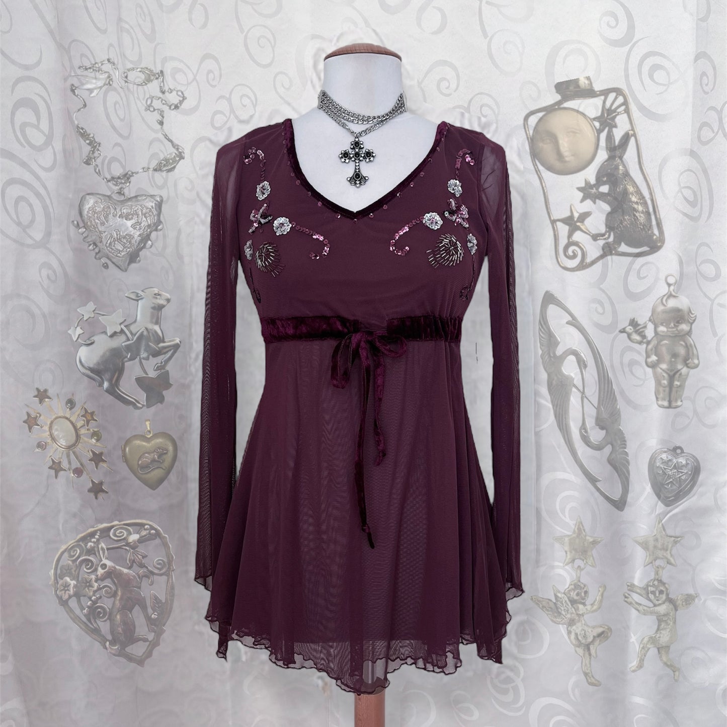 Melrose, whimsy fairy plum mesh top with sequin details ππ