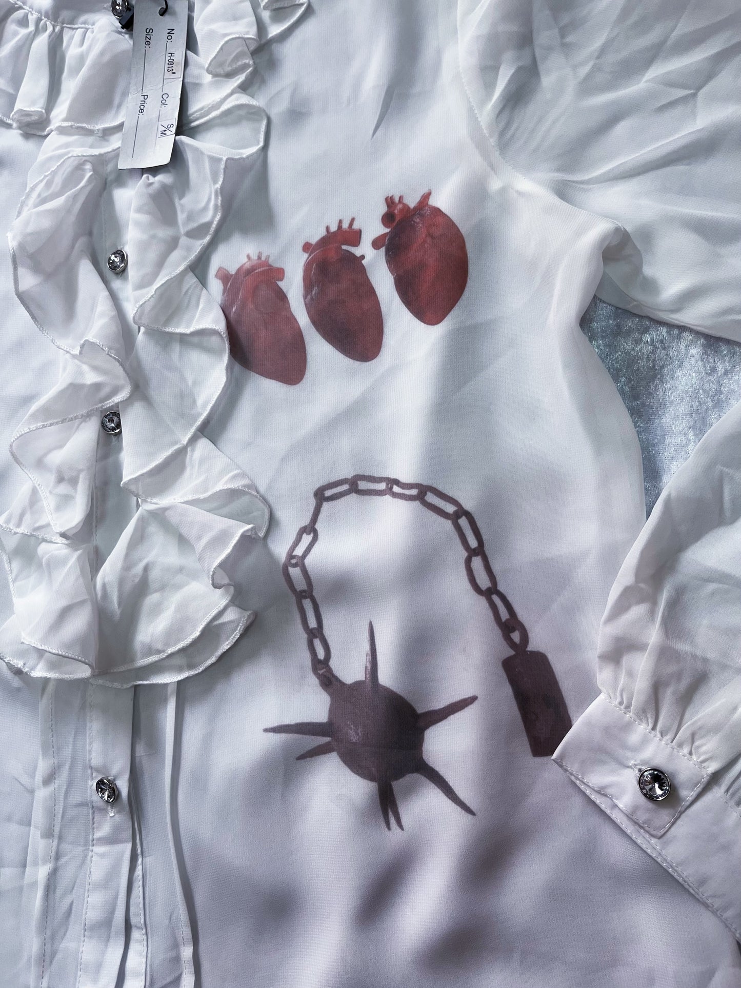 The Way To Your Heart Reworked 00's deadstock see-through ruffle shirt🫀🗝