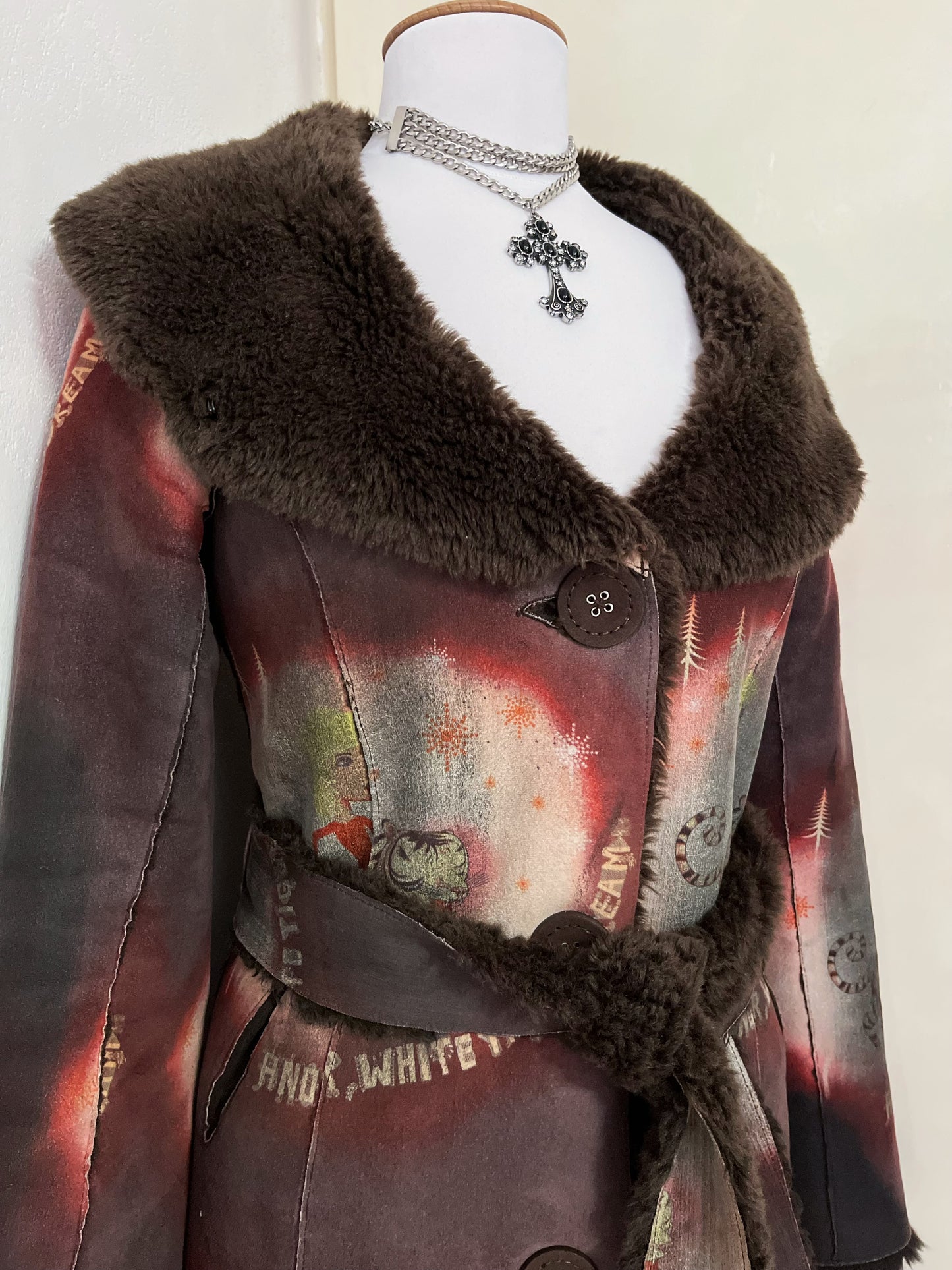 CUSTO BARCELONA faux fur coat with circus design