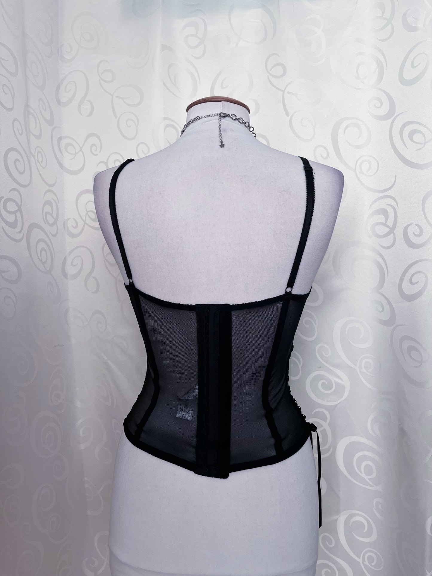 Iconic mesh black corset with lace-up details & red lacey bustier ❤️🕷️