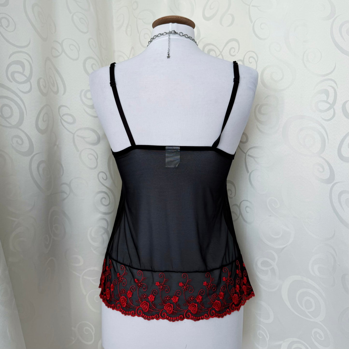 Whimsygoth/Vampire black bustier top with red embroidered details ๐ฆ๐