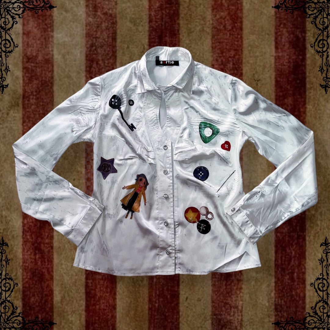 Other World Reworked 00's saten shirt with embossed details 🪡🧵