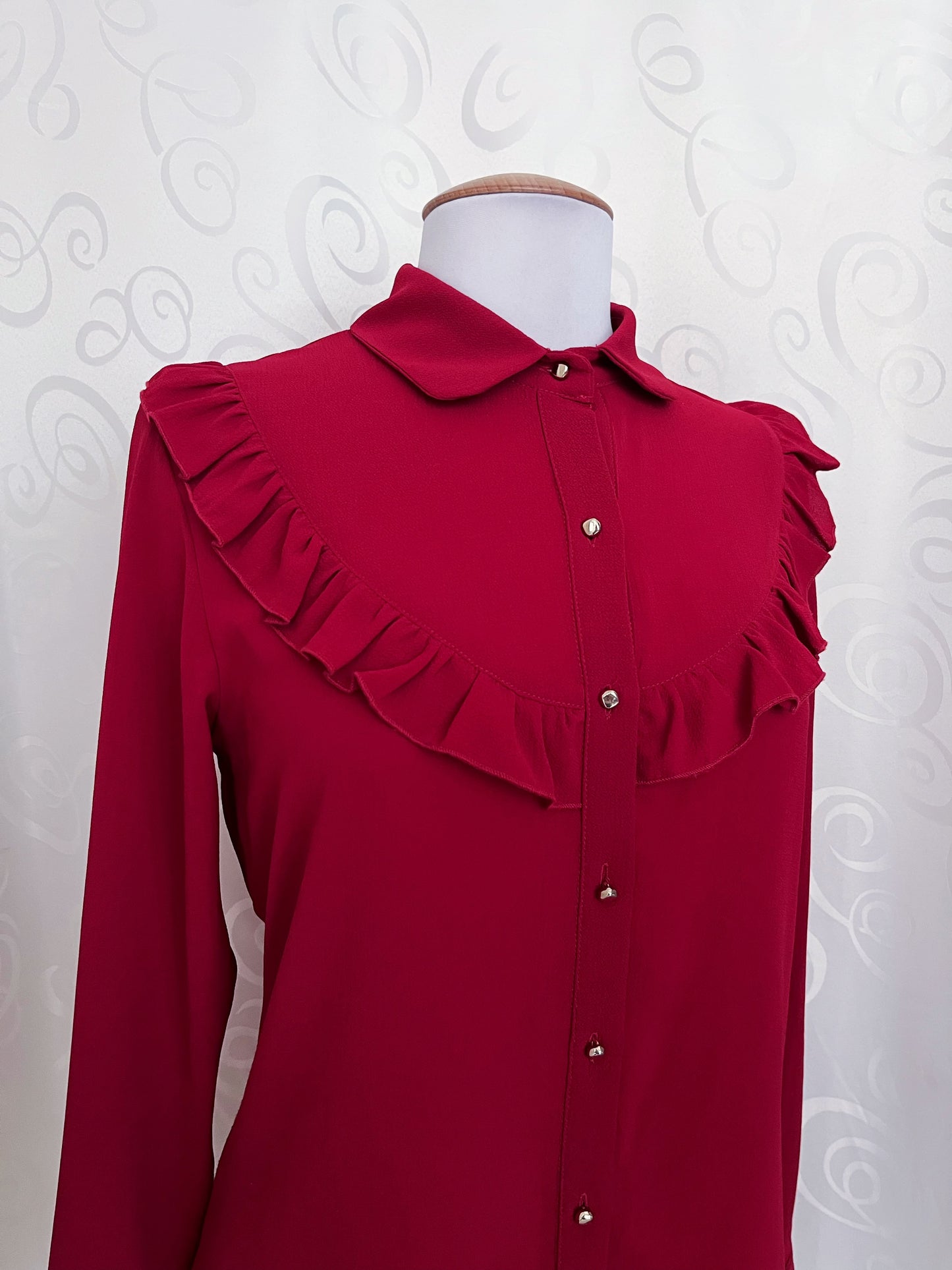 Gothic/Jirai Kei Wine Red ruffle shirt 🩸