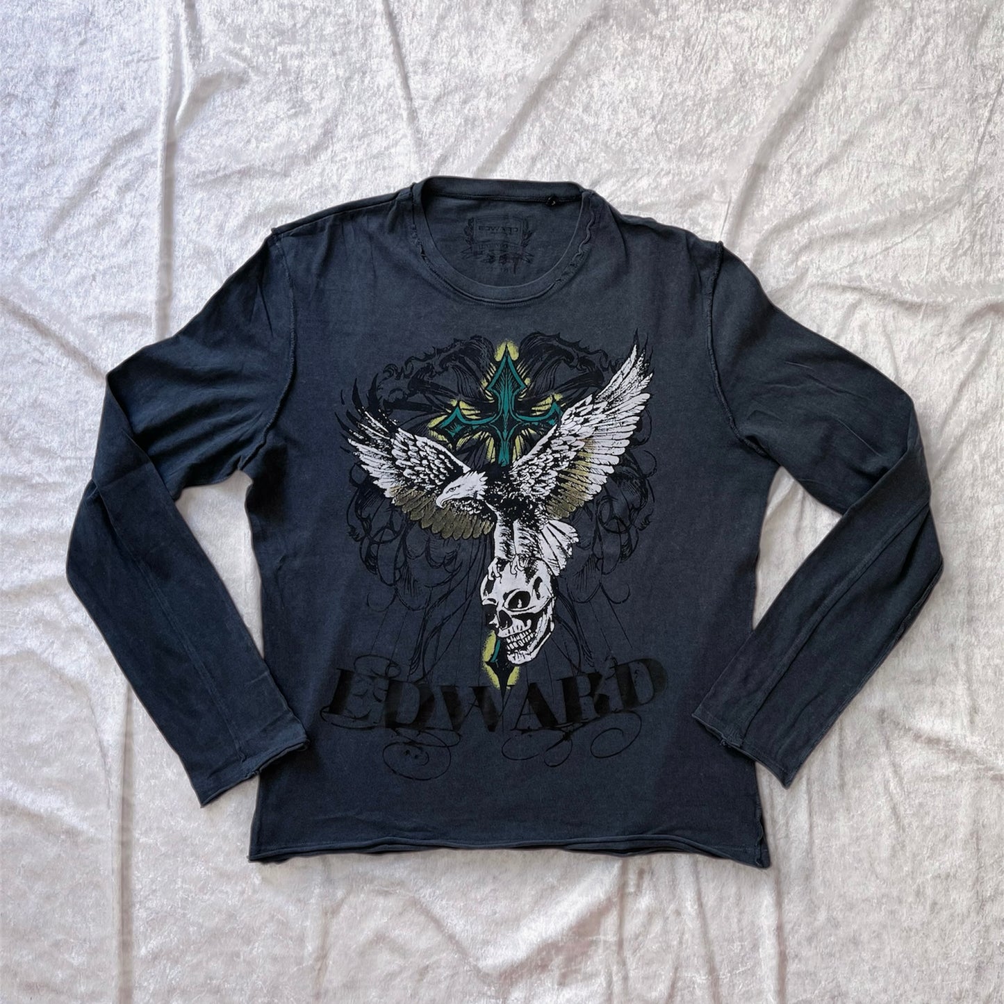 00’s Men’s cotton Alternative cross & skull longsleeve top 💀