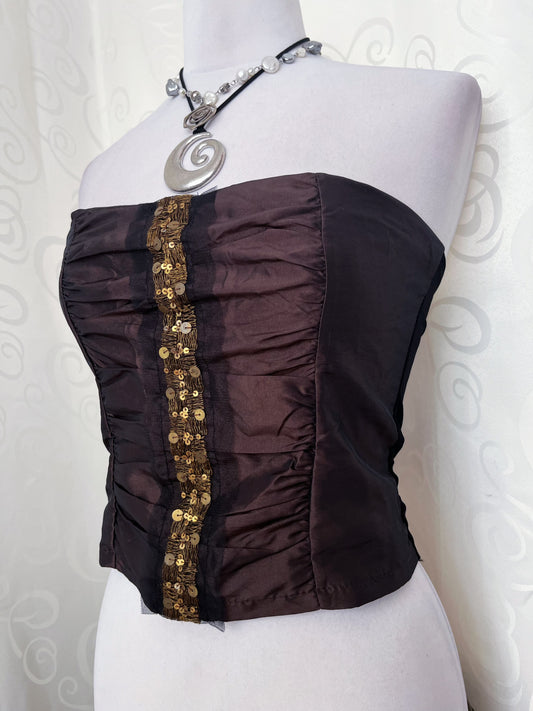 00โs deadstock whimsy brown tube top ๐