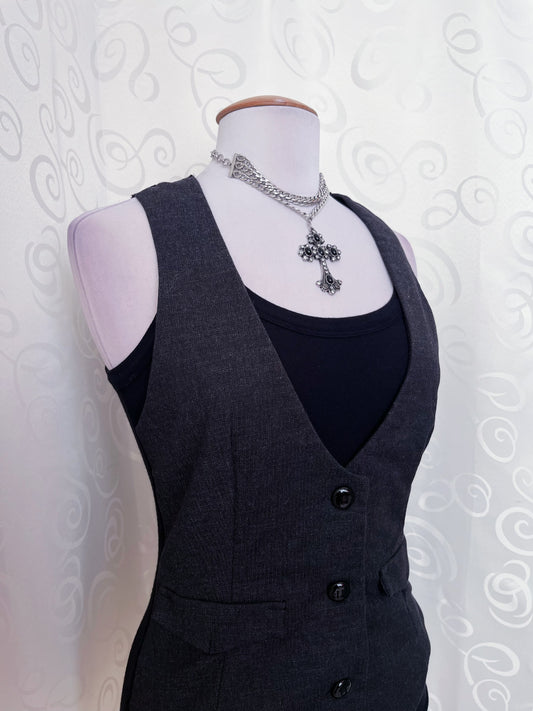 00's Dark coquette tank top with sewn vest effect π¦·