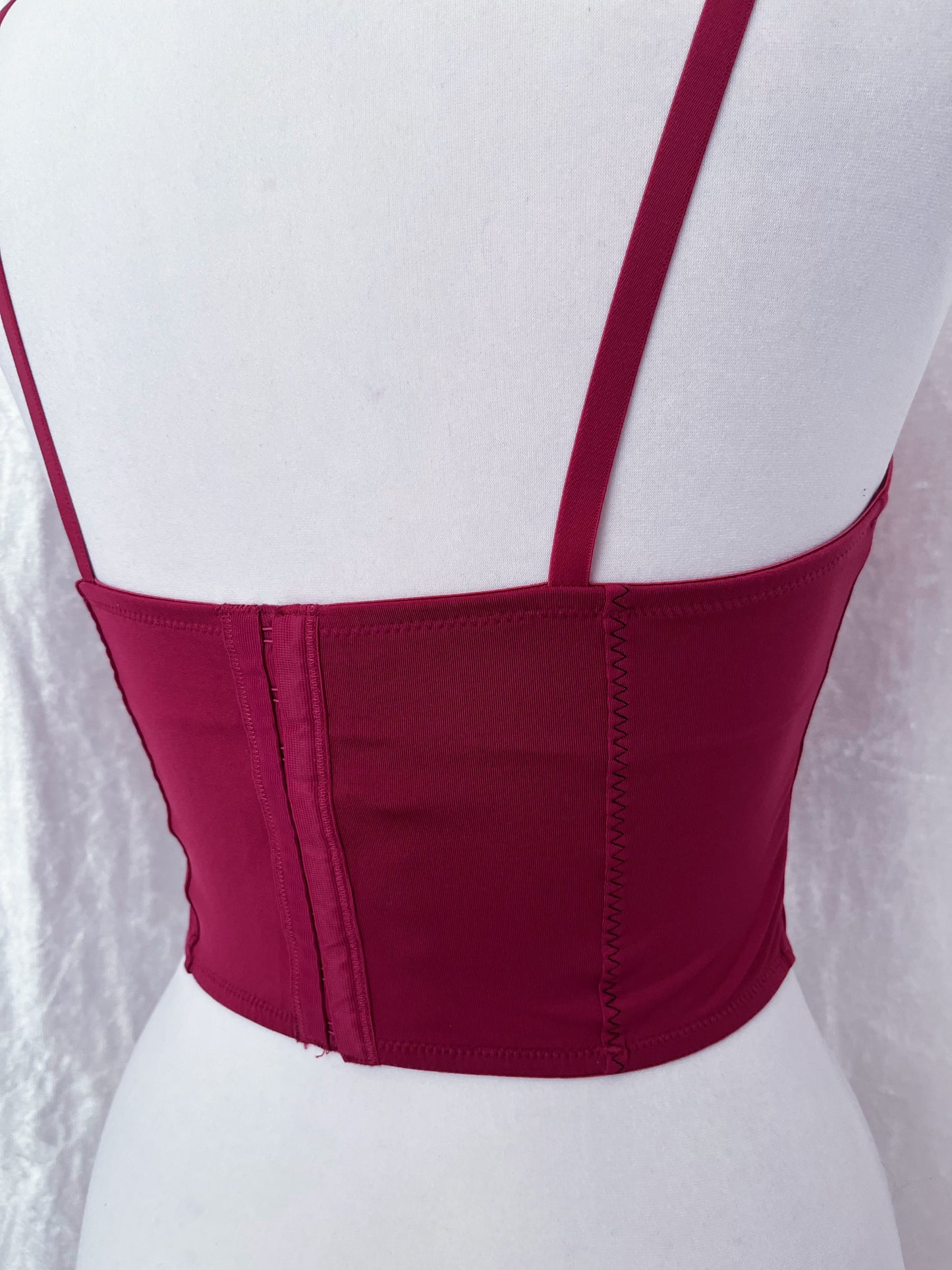 Hot burgundy crop corset top π