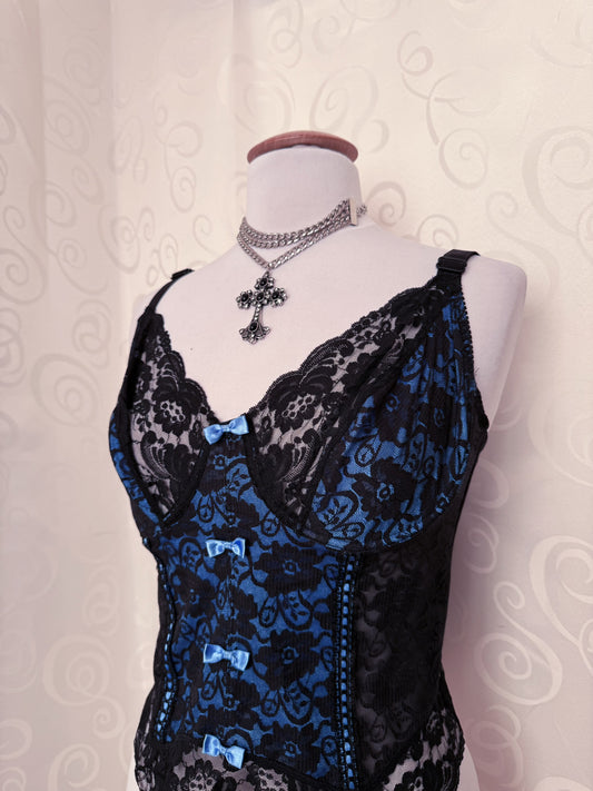 Dark Coquette black & blue lacey corset top π¦π¦