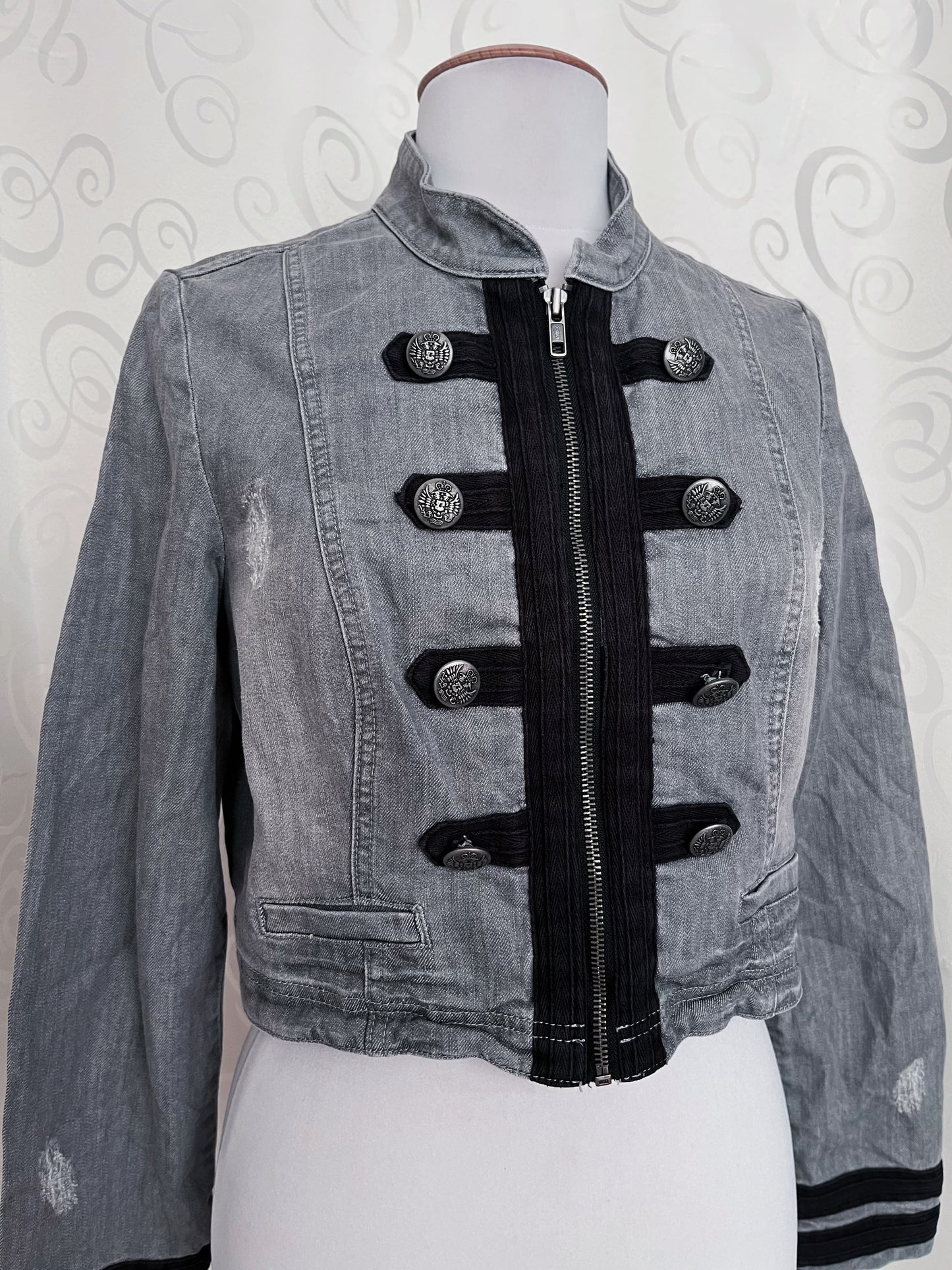 Alt/Gothic military style denim jacket🕷️🕸️