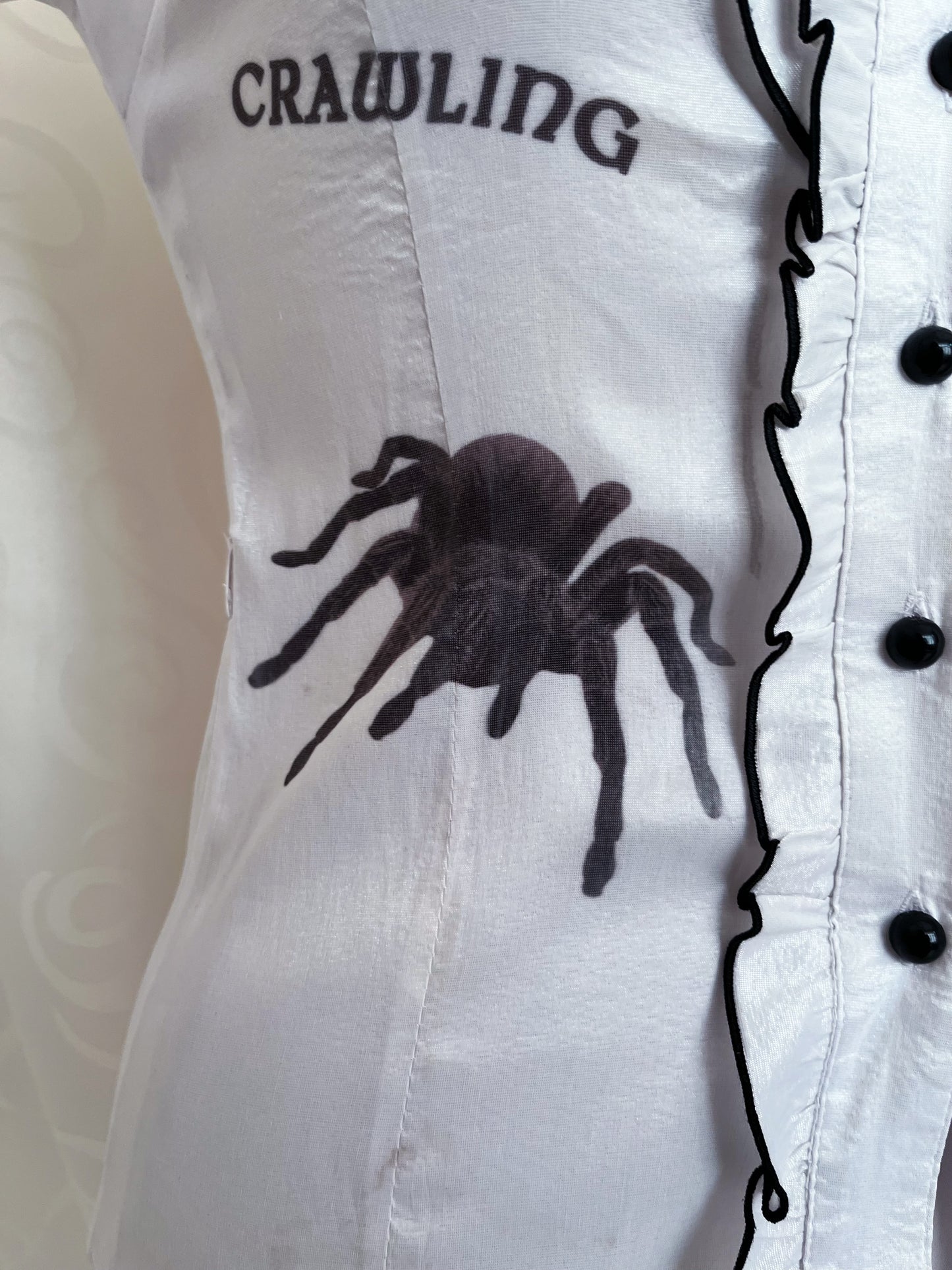 Crawling Under Your Skin Reworked 00's victorian style ruffle shirt 🕷🪳🪲