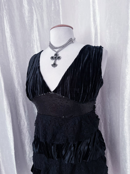 Dark whimsy fairy velvet, lace & sequin top π§π½ββοΈπ¦