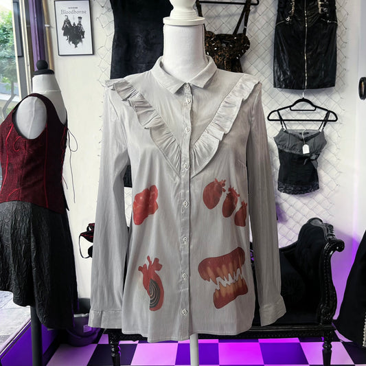 Flesh & Love REWORKED 00โs ruffle striped shirt ๐ซ๐ฆท