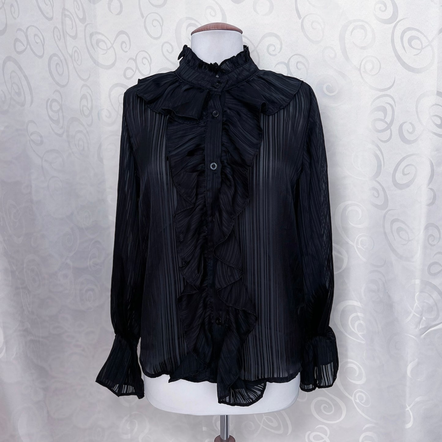 Gothic striped mesh ruffle shirt 🦇