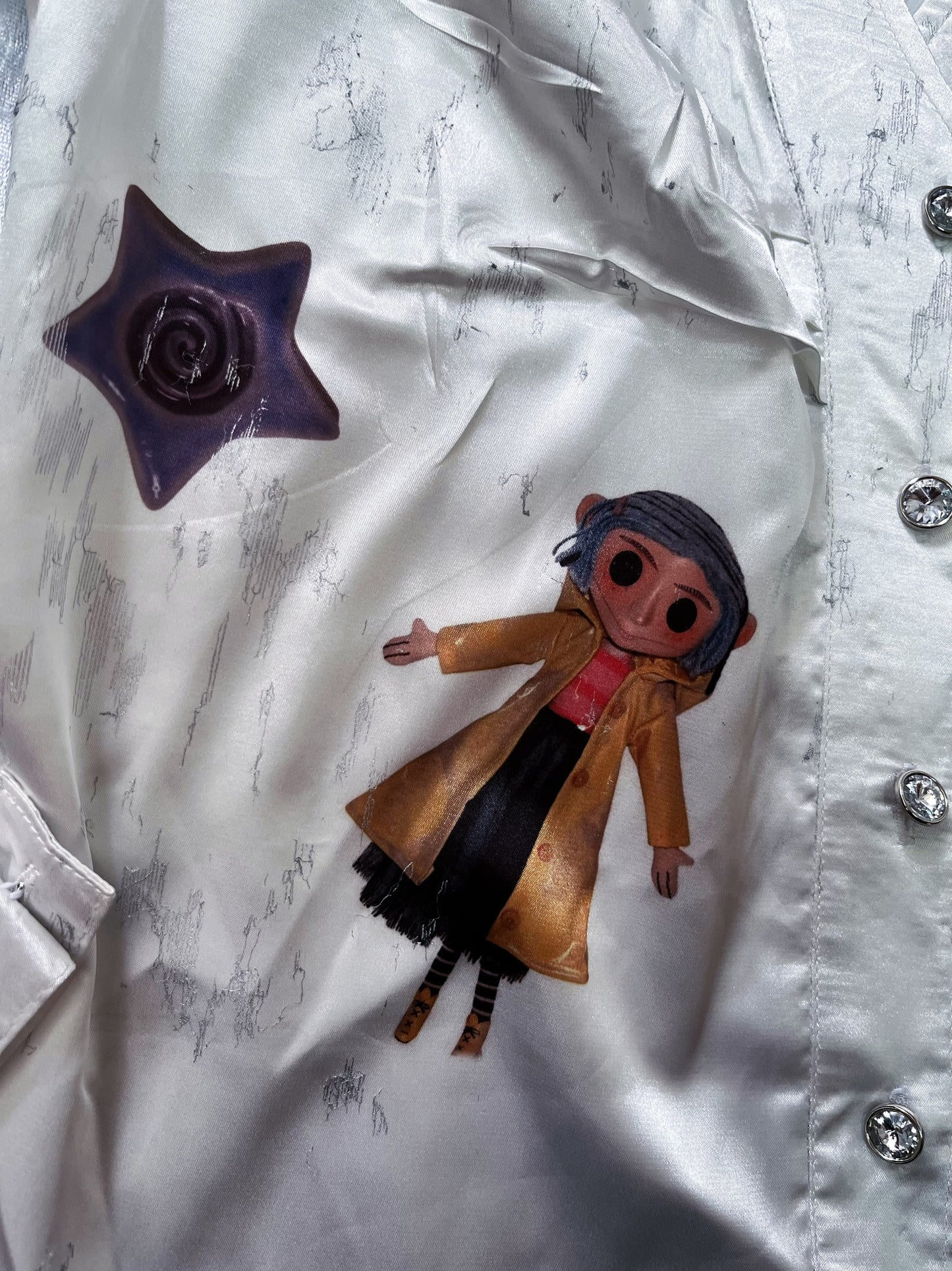 Other World Reworked 00's saten shirt with embossed details 🪡🧵