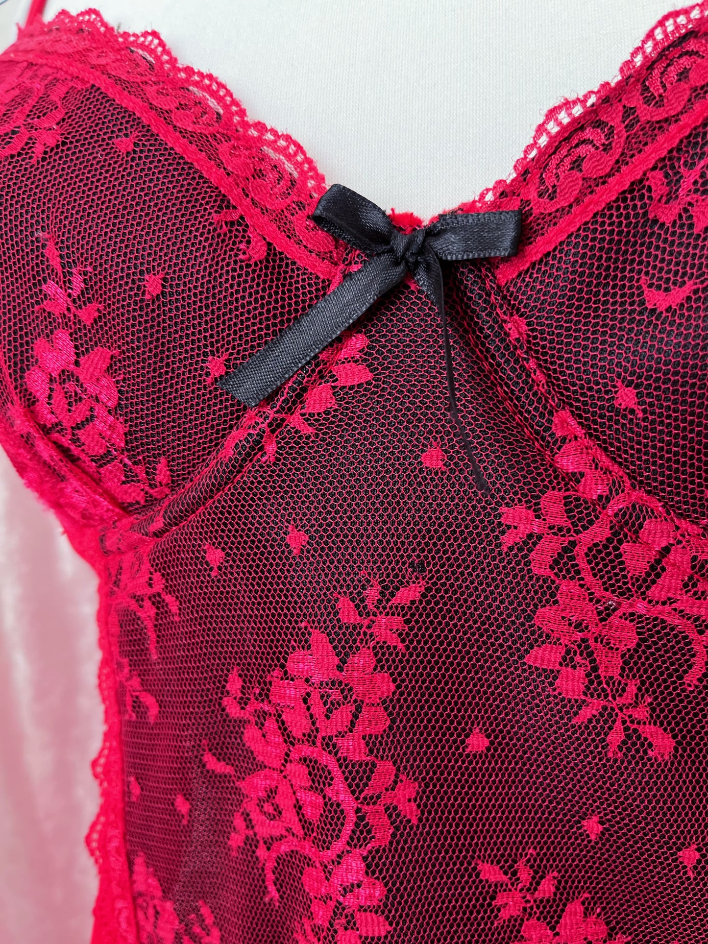 ♱Pretty red mesh & lace babydoll♱