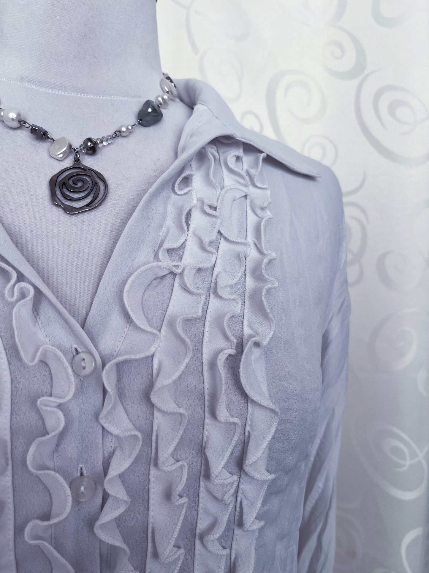 Angelic coquette ruffle mesh shirt with lace details 🪽