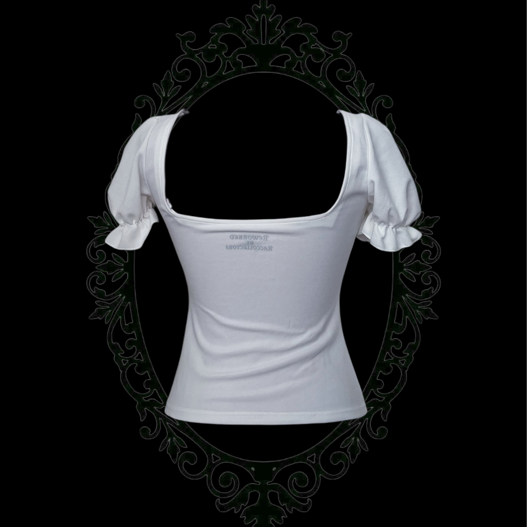 Angel Rabbit REWORKED top with puff sleeves ππ«