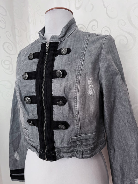 Alt/Gothic military style denim jacket🕷️🕸️