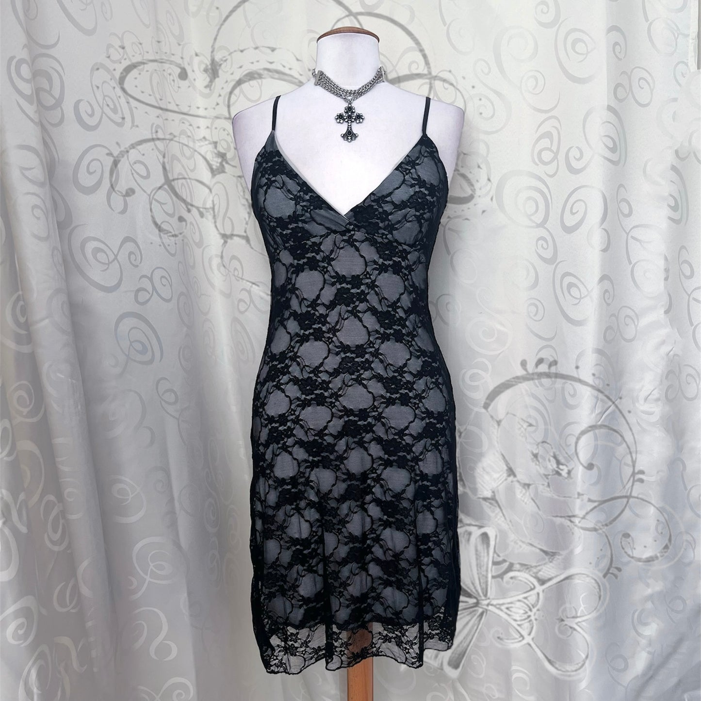00’s deadstock dark fairy lace dress 🌀🦇