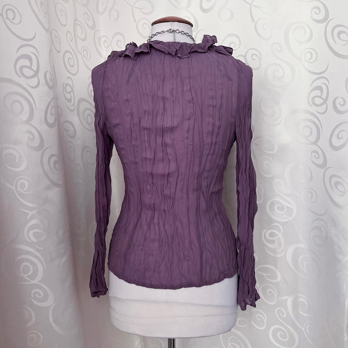 00โs fairycore lilac ruffle shirt ๐๐ง๐ป