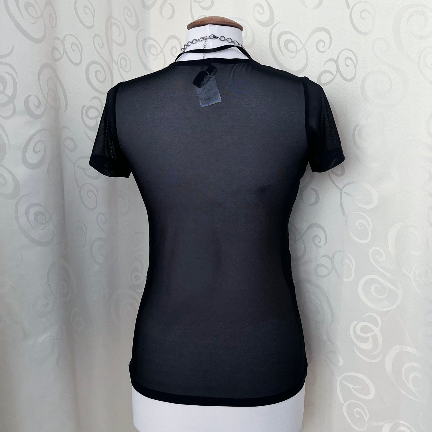 Alt mesh black tee with with embossed velvet animal print detail 🐾