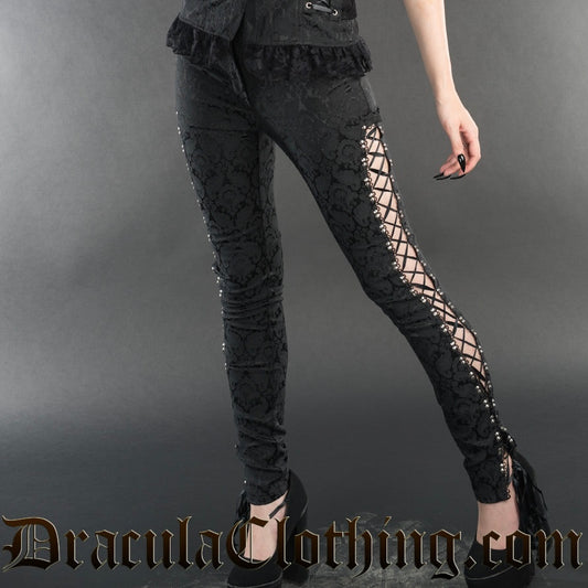 Dracula Side Laced Brocade Pants 🖤