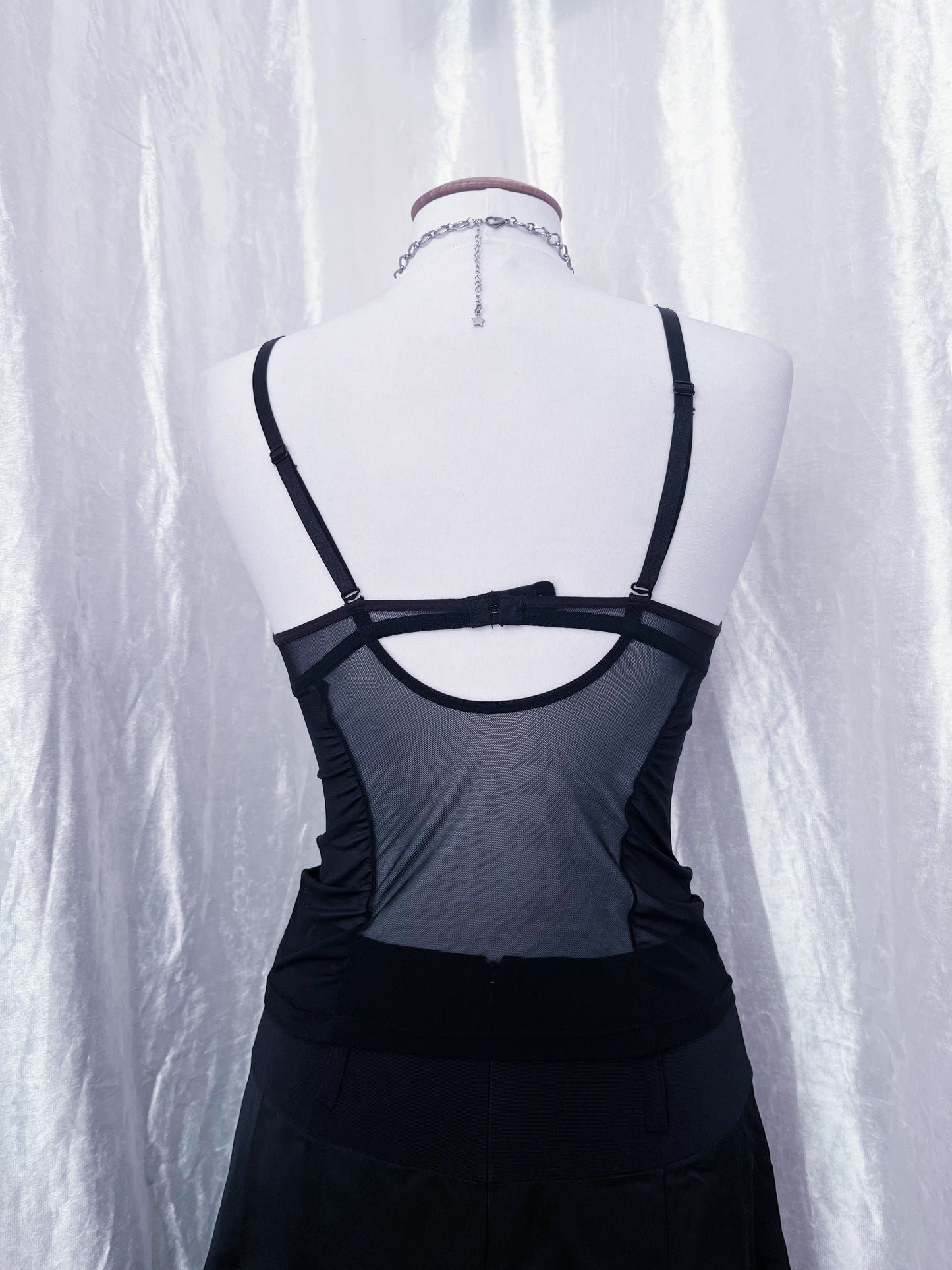 00’s hot mesh bustier with sequin detail