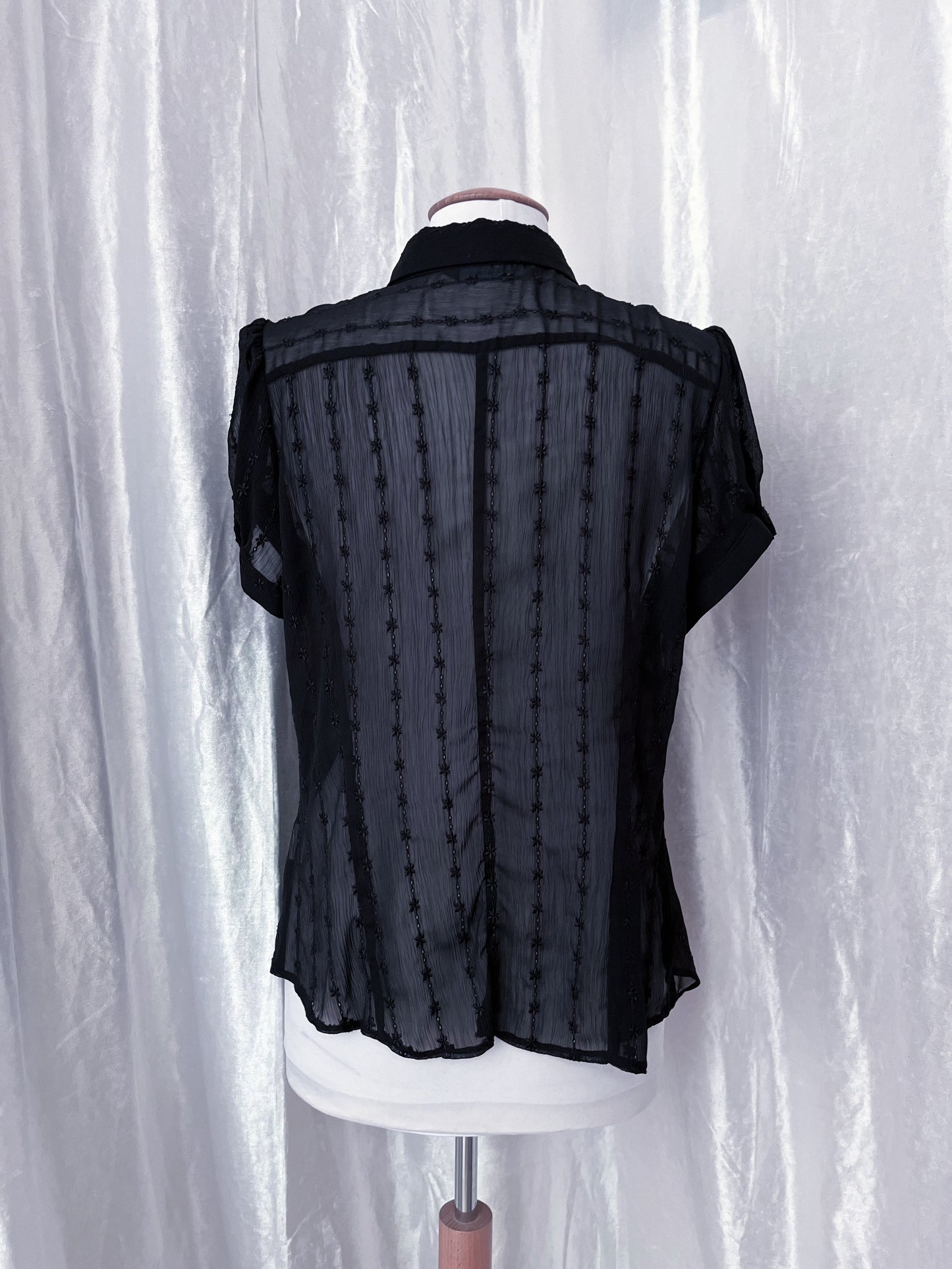 Gothic ruffle mesh embroidered shirt 🦇