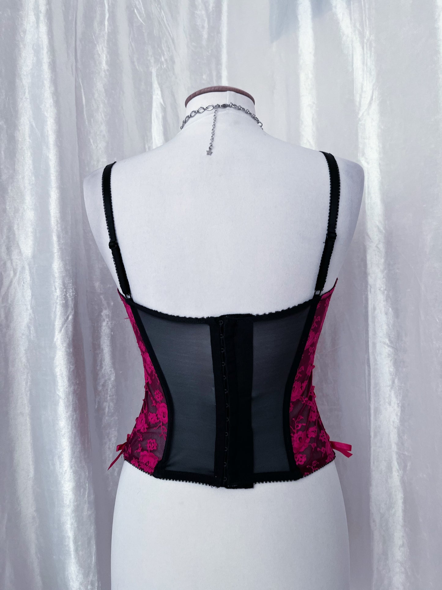 Hot pink gothic mesh corset π