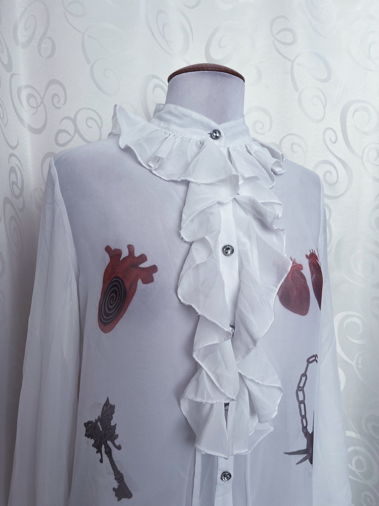 The Way To Your Heart Reworked 00's deadstock see-through ruffle shirt🫀🗝