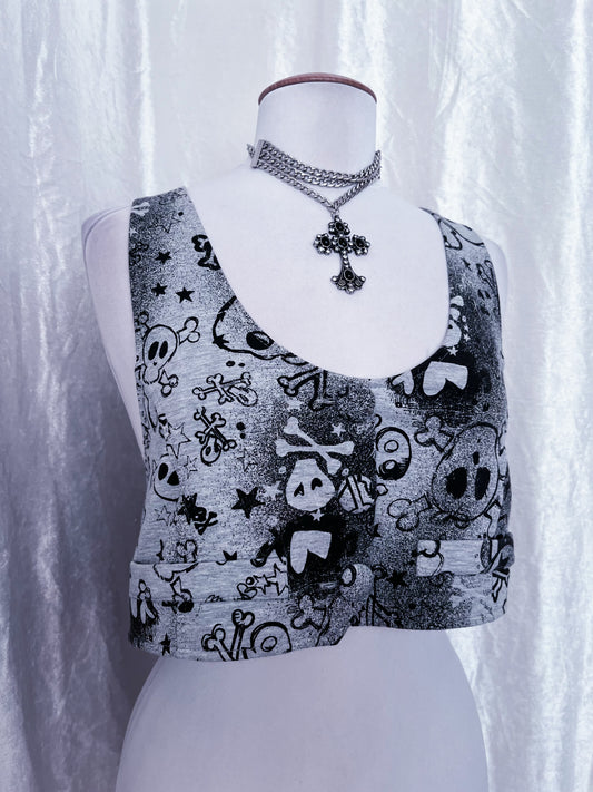 Emo/scene grey skull vest π