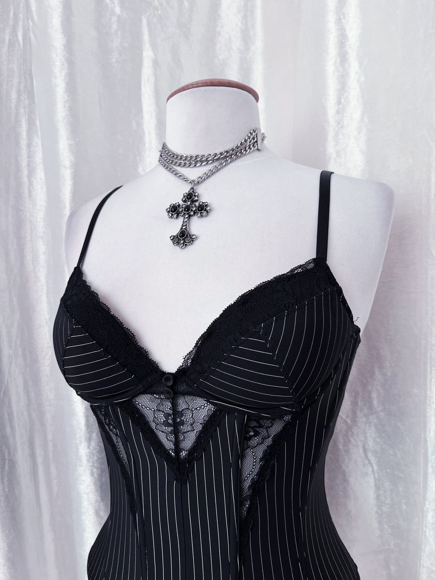 Old H&M striped corset top 💀 Gives off Jack Skellington vibes