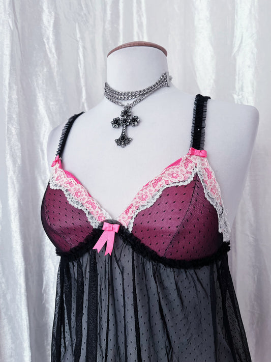 Cutest fairy mesh & pink bustier top π€