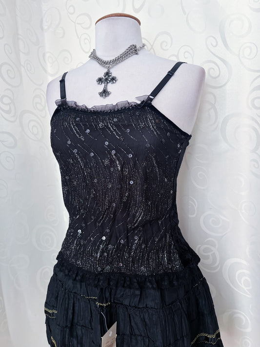 00โs deadstock dark whimsy sequin & velvet top ๐๐ฆ
