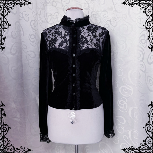 Dracula Gothic victorian style black velvet lace shirt π€π¦