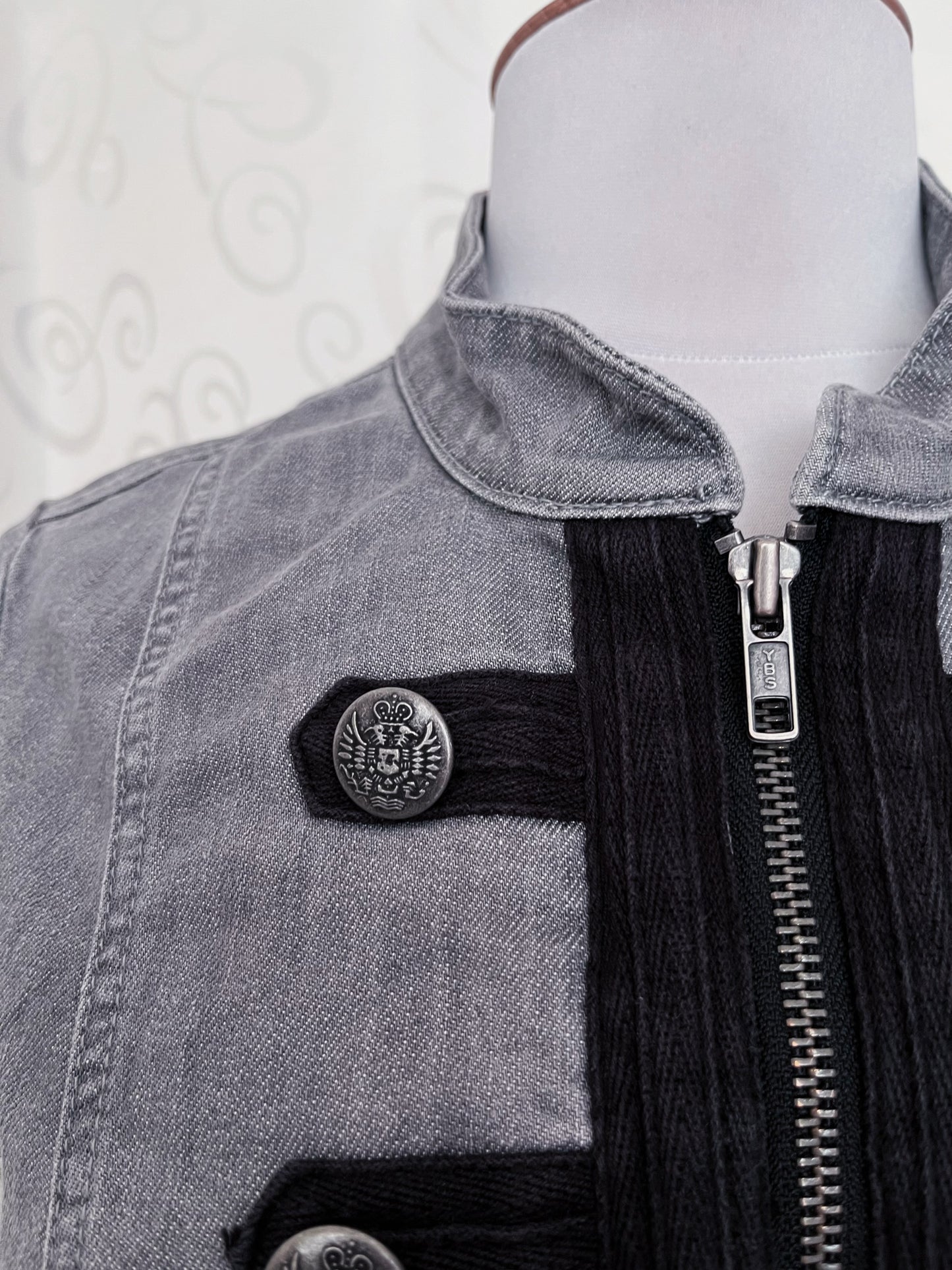 Alt/Gothic military style denim jacket🕷️🕸️