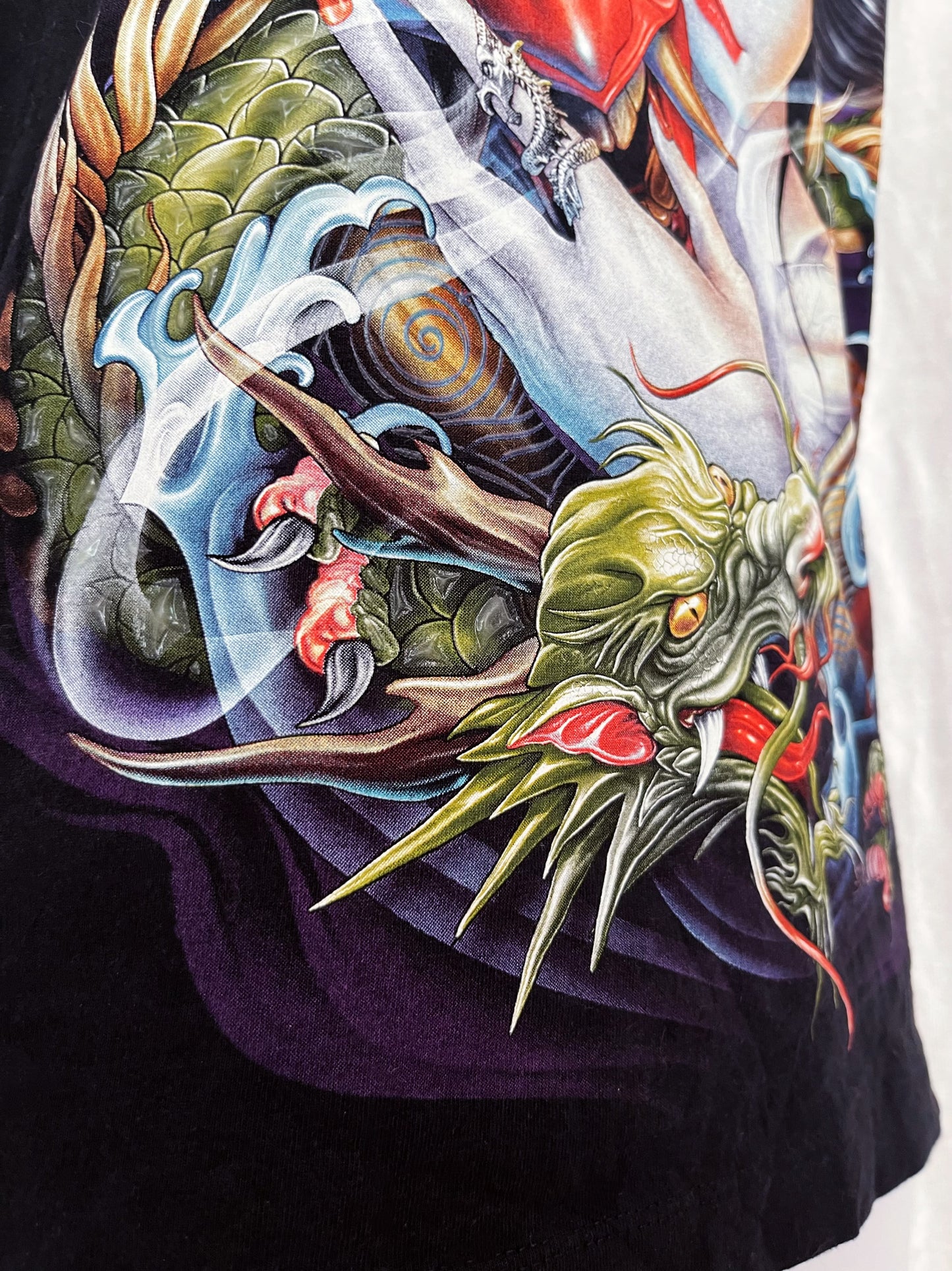 Vintage Geisha cotton shirt with PIERCING & embossed dragon details 👺👹
